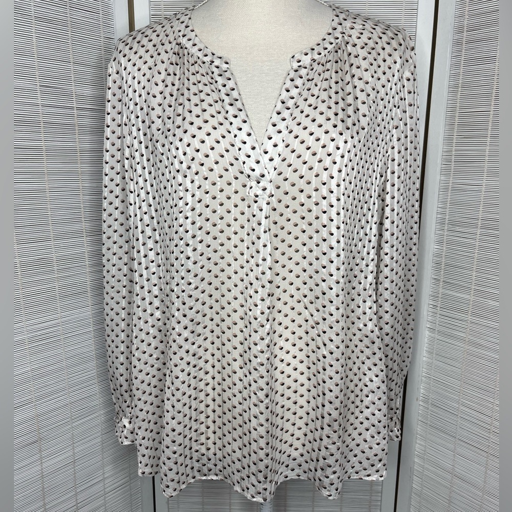 Marc by Marc Jacobs Sheer Silk Spotted Blouse Black White Size 10